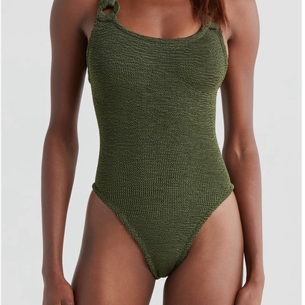 NWT Hunza G Domino Olive Textured Swimwear